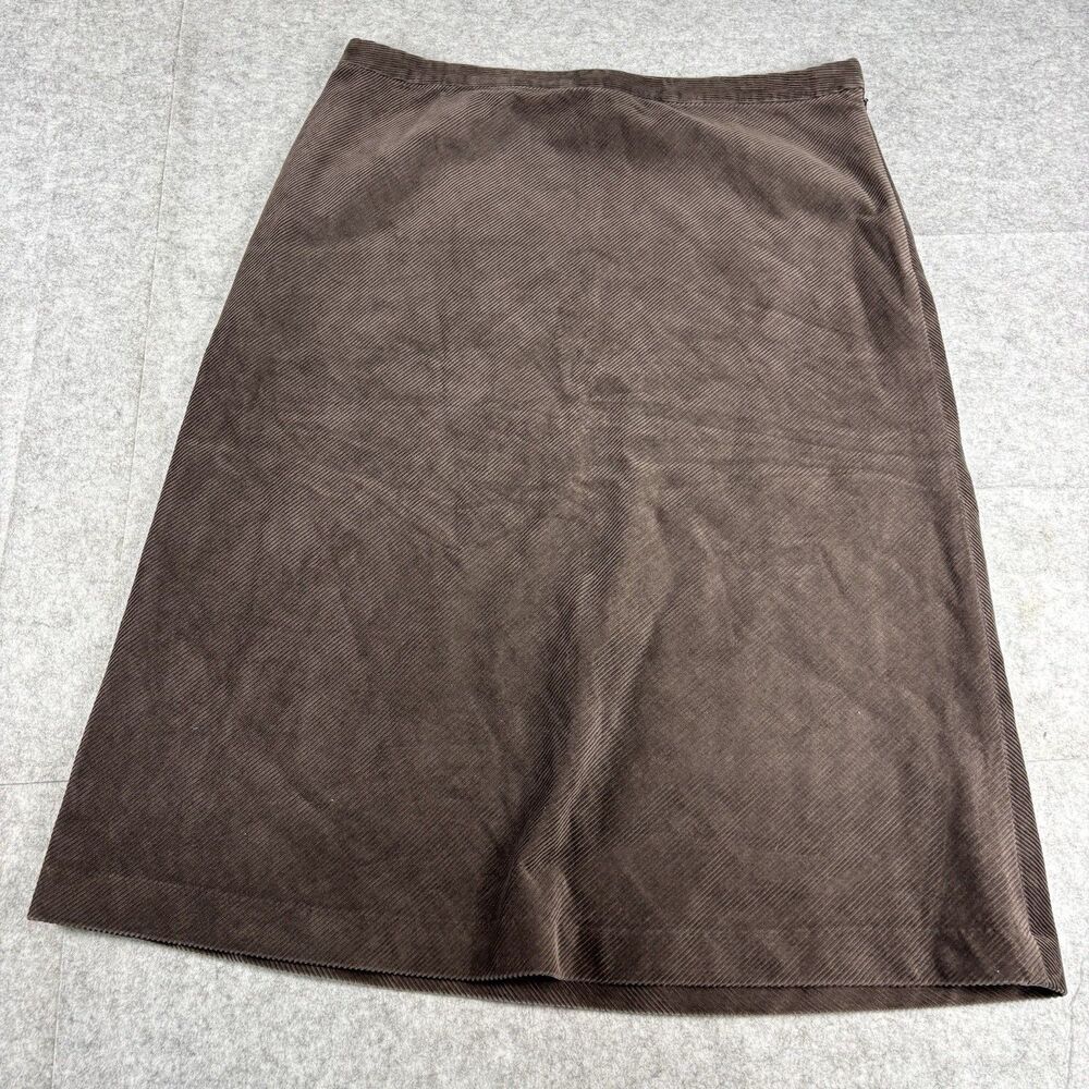 Vintage Y2K Gap Womens 16 Brown Corduroy A-Line Skirt Lined Side Zip Knee Length